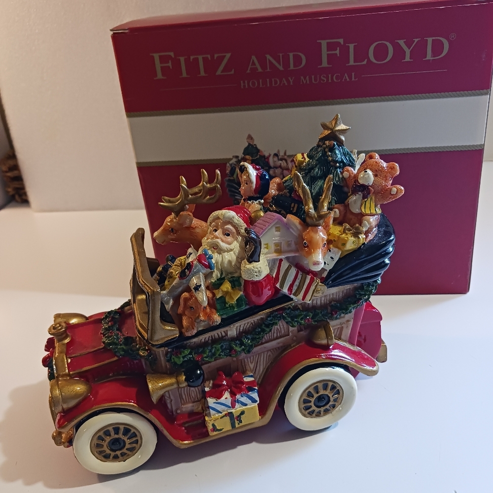 Fitz and Floyd Santa Classic Car Musical  original box